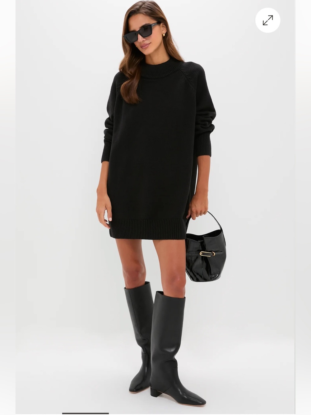 Black Oversized Knit Sweater Dress. Size XS. NWT